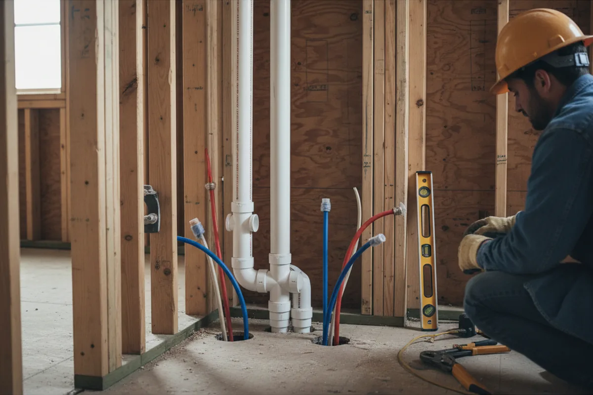 Drain and supply rough-in during Sump Pump Repair in Mahanoy Plane