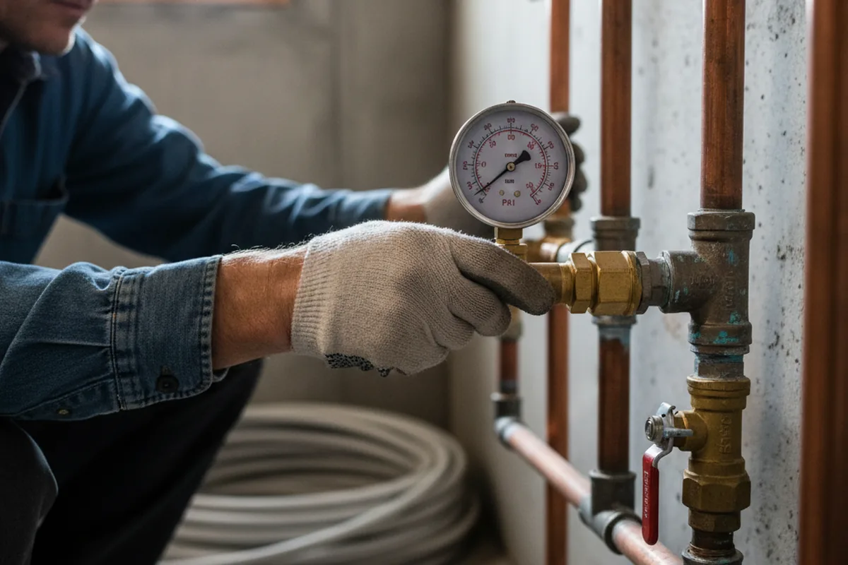Pressure testing a repaired line during Water Line Repair in Mahanoy Plane